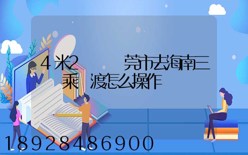 4米2貨車東莞市去海南三亞換乘輪渡怎么操作