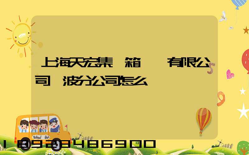上海天宏集裝箱儲運有限公司寧波分公司怎么樣