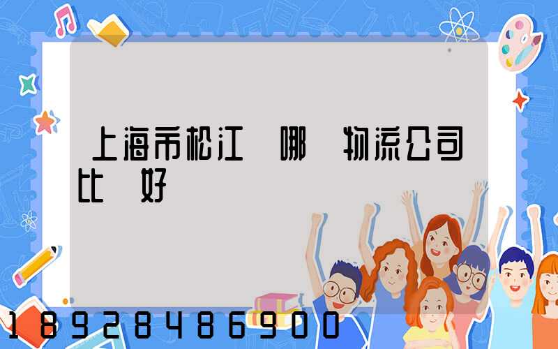 上海市松江區哪個物流公司比較好