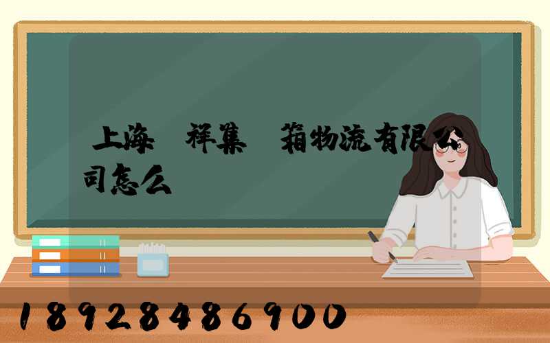 上海運祥集裝箱物流有限公司怎么樣