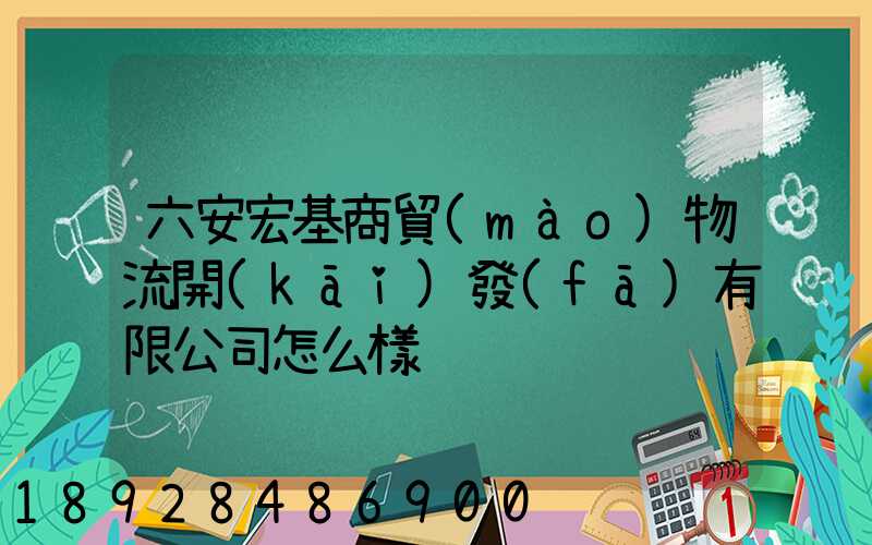 六安宏基商貿(mào)物流開(kāi)發(fā)有限公司怎么樣