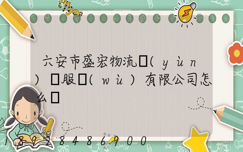 六安市盛宏物流運(yùn)輸服務(wù)有限公司怎么樣