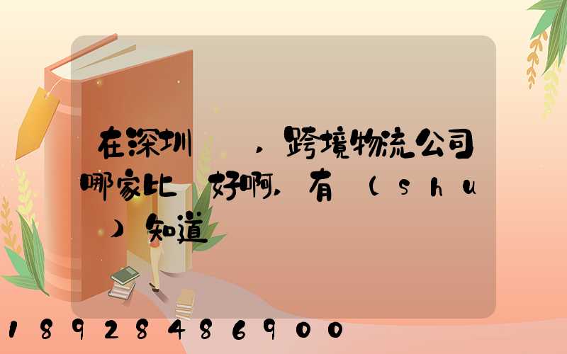 在深圳這邊,跨境物流公司哪家比較好啊,有誰(shuí)知道