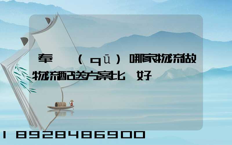奉賢區(qū)哪家物流做物流配送方案比較好