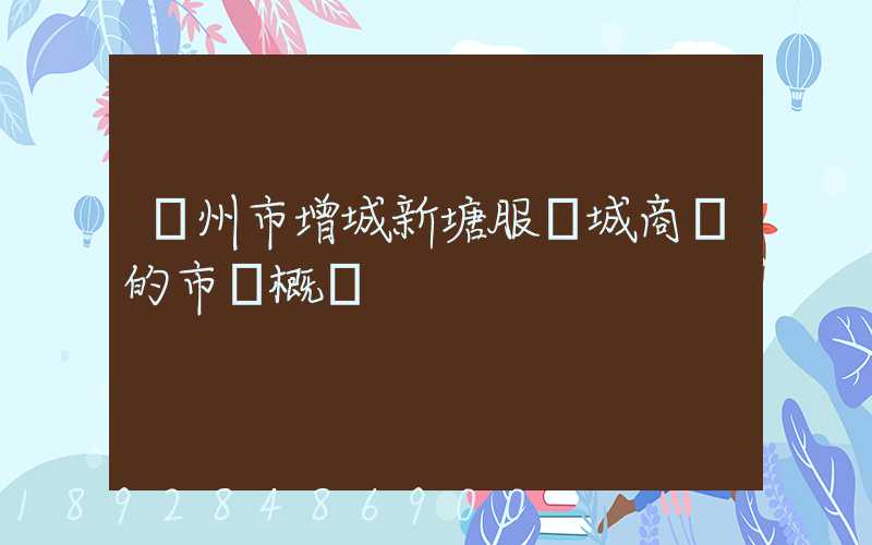 廣州市增城新塘服裝城商場的市場概況