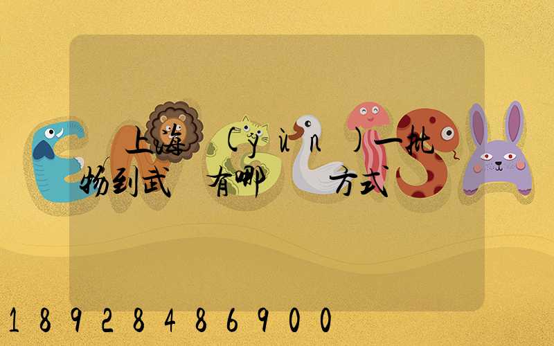 從上海運(yùn)一批貨物到武漢有哪幾種方式