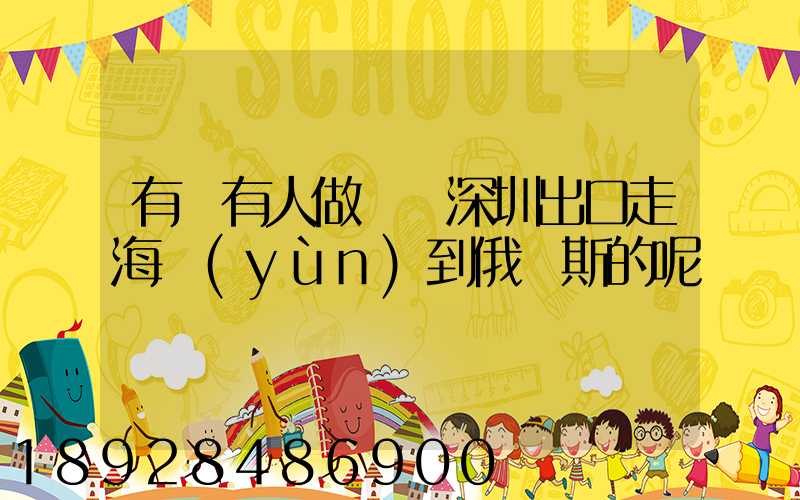 有沒有人做過從深圳出口走海運(yùn)到俄羅斯的呢