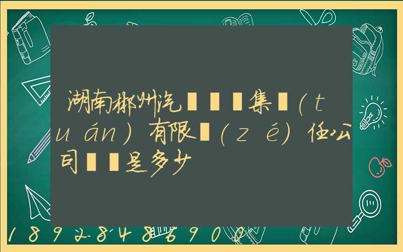 湖南郴州汽車運輸集團(tuán)有限責(zé)任公司電話是多少