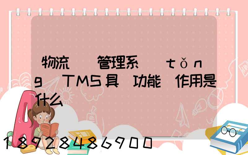 物流運輸管理系統(tǒng)TMS具體功能與作用是什么