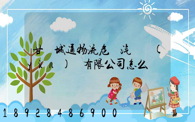 甘肅城通物流危貨汽車運(yùn)輸有限公司怎么樣