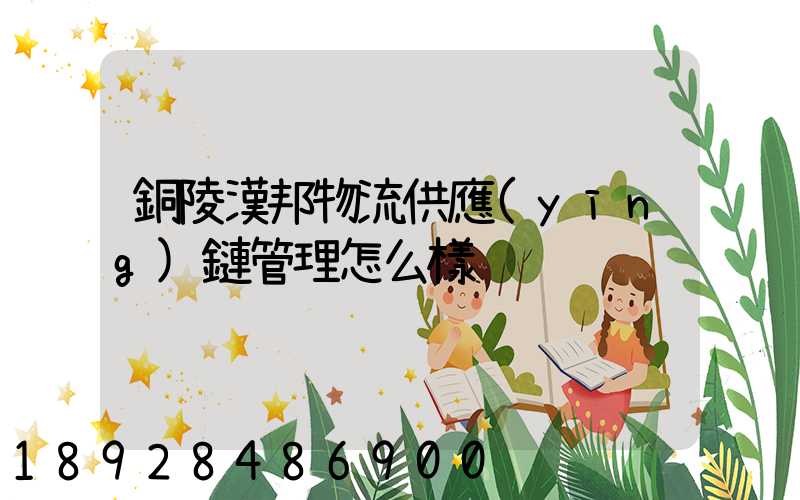 銅陵漢邦物流供應(yīng)鏈管理怎么樣