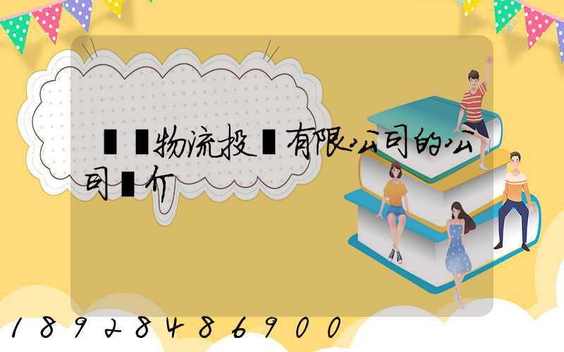 雙匯物流投資有限公司的公司簡介